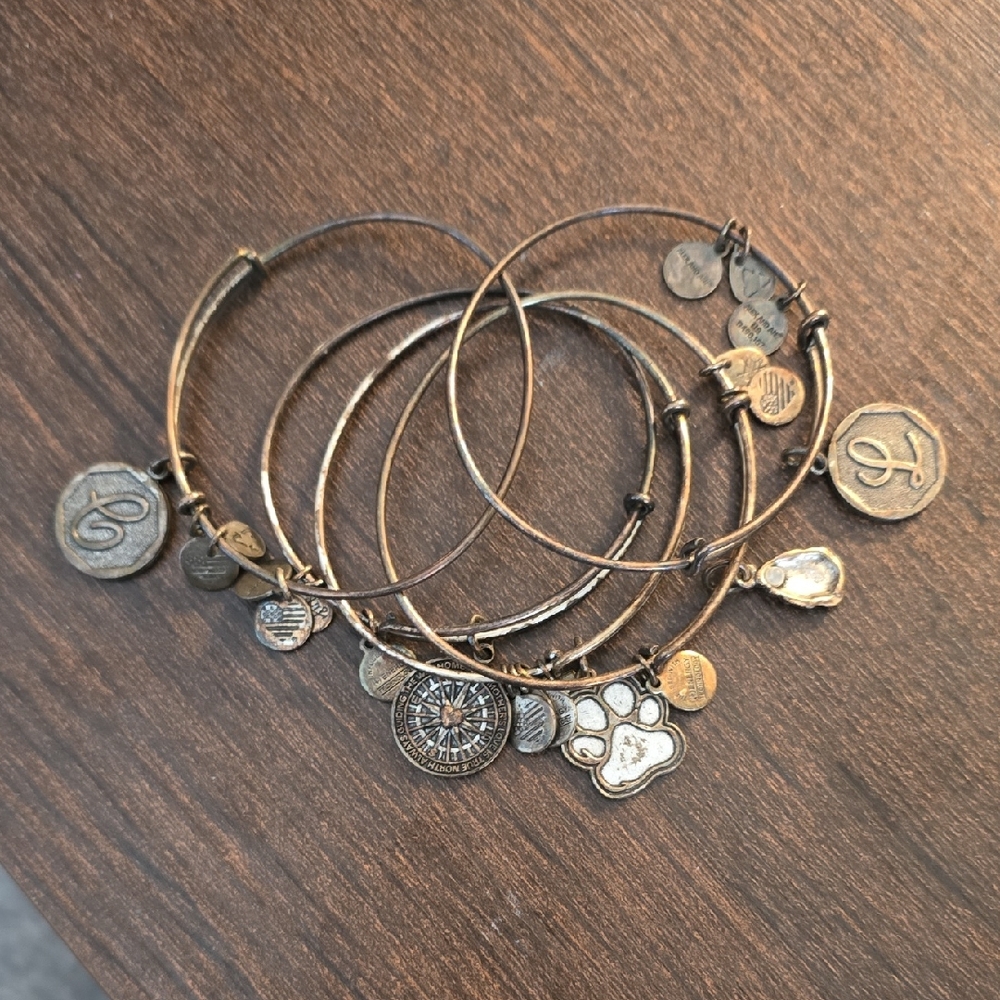 Alex and Ani Antique Gold Charm Bracelet Set